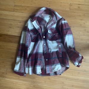 Red and white plaid Amazon shacket